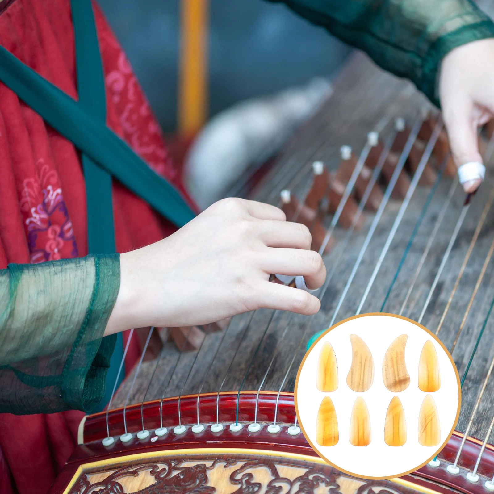 8pcs Guzheng Nails Durable Finger Protectors Easy Clean Lightweight Practical Groove Design Moderate Thickness Warm Sound
8pcs Guzheng Nails Durable Finger Protectors Easy Clean Lightweight Practical Groove Design Moderate Thickness Warm Sound