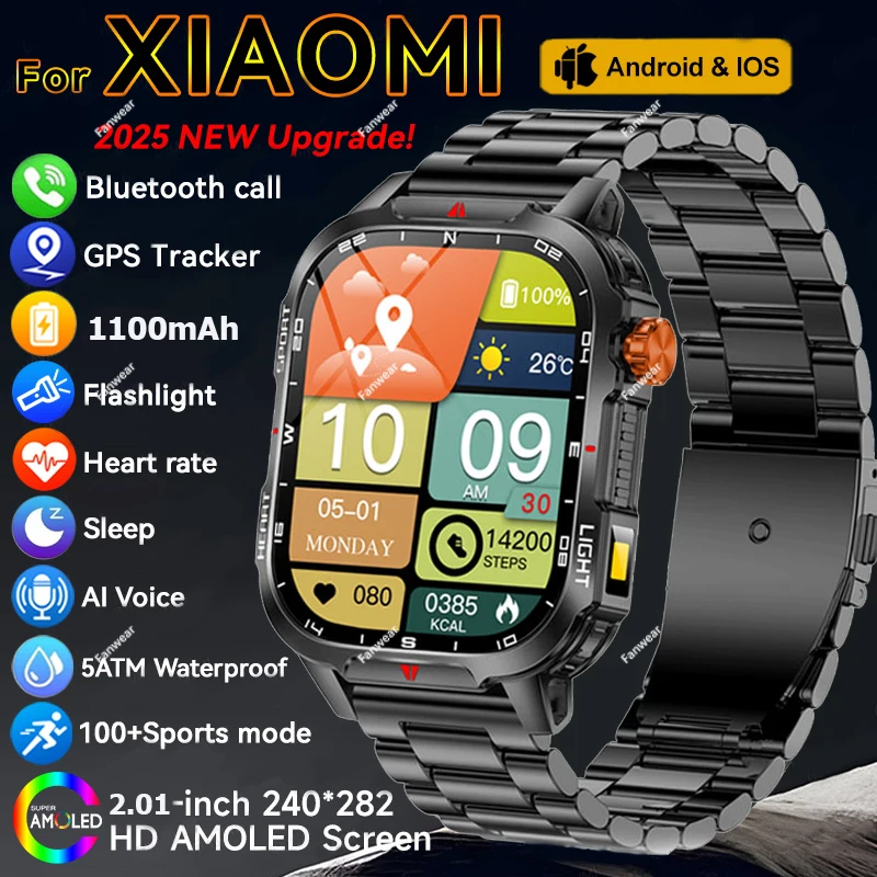 Outdoor sturdy men's smart watch forXiaomi LED light+compass 1100mAh battery health monitoring GPS HD BT call waterproof watch
Outdoor sturdy men's smart watch forXiaomi LED light+compass 1100mAh battery health monitoring GPS HD BT call waterproof watch