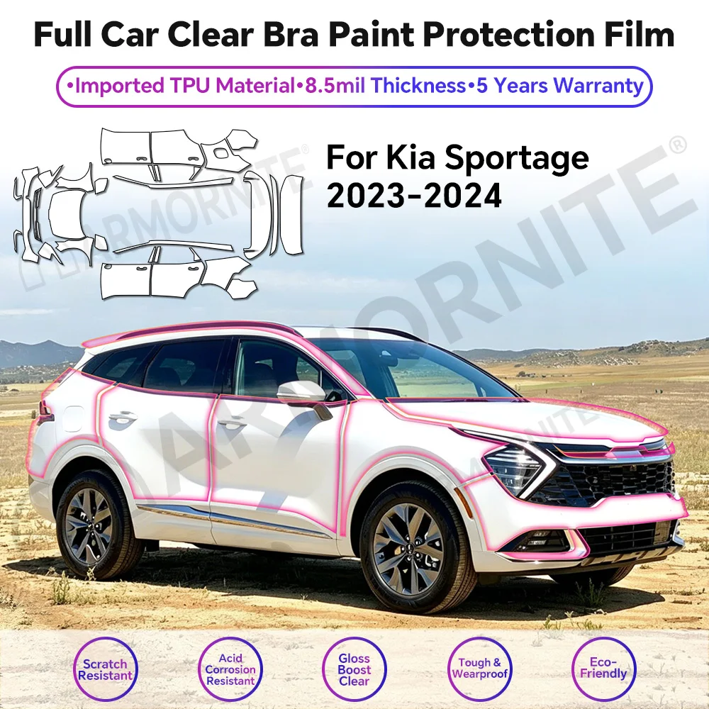 For KIA Sportage 2023 2024 Clear Precut Paint Protection Film 9Mil TPU PPF Invisible Scratch-Resistant UV Car Wrap Film
For KIA Sportage 2023 2024 Clear Precut Paint Protection Film 9Mil TPU PPF Invisible Scratch-Resistant UV Car Wrap Film