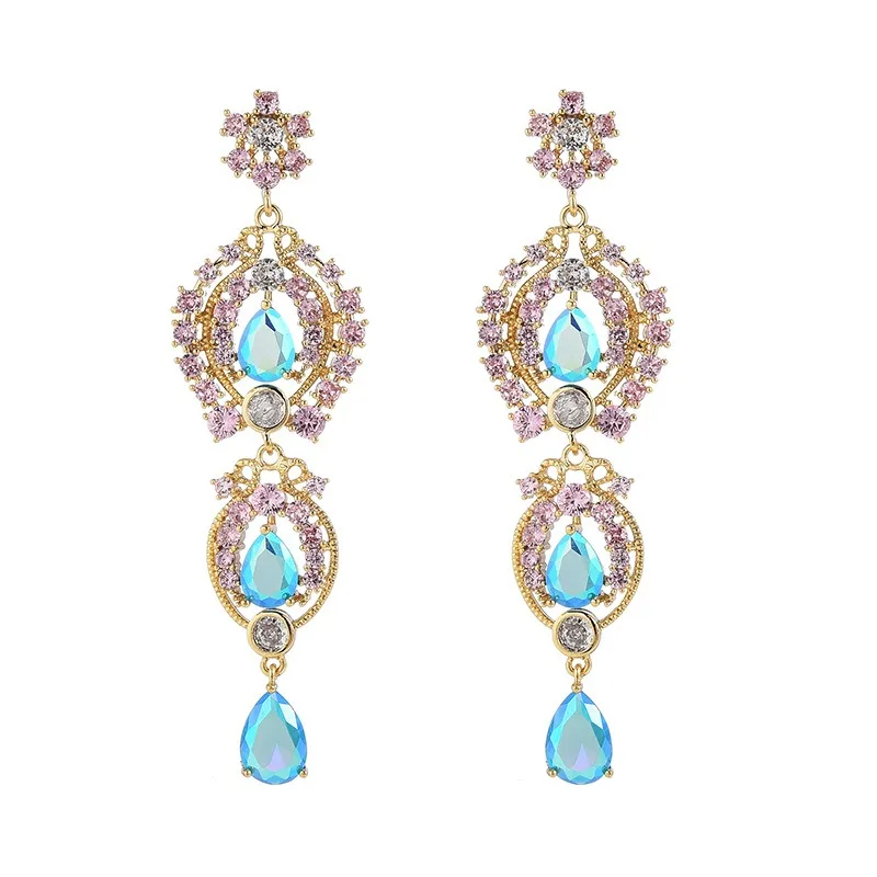 S925 Silver Needle Bohemian Jewelry Multicolored Zircon Sparkling Earrings Long Dress Wedding Accessories
S925 Silver Needle Bohemian Jewelry Multicolored Zircon Sparkling Earrings Long Dress Wedding Accessories