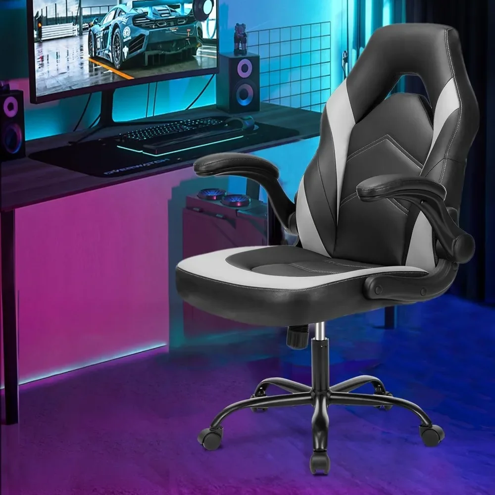 Computer Gaming Desk Chair - Ergonomic Office Executive Adjustable Swivel Task PU Leather Racing Chair with Flip-up Armrest
Computer Gaming Desk Chair - Ergonomic Office Executive Adjustable Swivel Task PU Leather Racing Chair with Flip-up Armrest