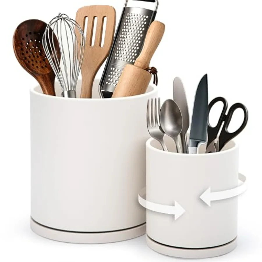 360° Rotating Utensil Holder Set 7.2"+5" Kitchen Utensil Crocks for Countertop, Modern Cooking Tool Organizers for Kitchen Stor
360° Rotating Utensil Holder Set 7.2"+5" Kitchen Utensil Crocks for Countertop, Modern Cooking Tool Organizers for Kitchen Stor