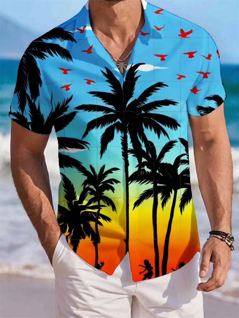 Palm Tree Pattern Hawaiian Men's Shirts Sunset Gradient Print Button Up Short Sleeve Summer Shirt Cheap Fashion Man Shirt
Palm Tree Pattern Hawaiian Men's Shirts Sunset Gradient Print Button Up Short Sleeve Summer Shirt Cheap Fashion Man Shirt