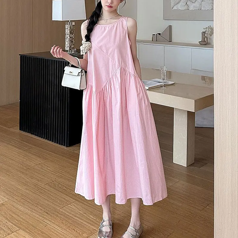 Basic Solid Color Sleeveless Long Dress Female Clothing A-Line Summer French Style Fashionable Spliced Casual O-Neck Sundress
Basic Solid Color Sleeveless Long Dress Female Clothing A-Line Summer French Style Fashionable Spliced Casual O-Neck Sundress