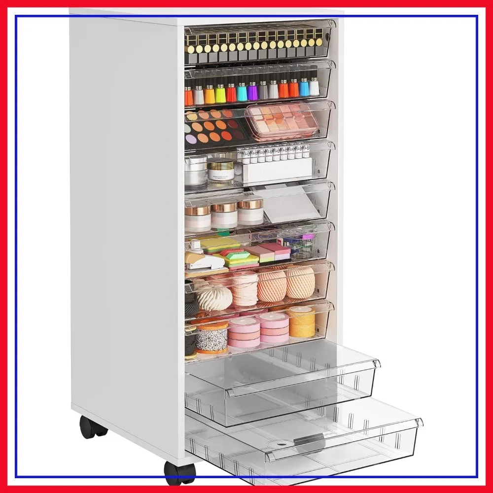 10-Drawer Rolling Storage Cart on Wheels, Mobile Utility Cabinet for Office, Art, Makeup, White
10-Drawer Rolling Storage Cart on Wheels, Mobile Utility Cabinet for Office, Art, Makeup, White