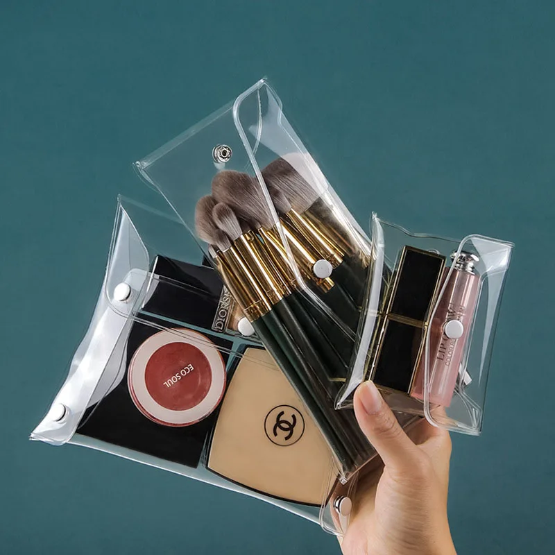 Press-stud Cosmetics Storage Bag Portable Travel Brush Storage Portable Coin Purse Transparent PVC Cosmetic Bag
Press-stud Cosmetics Storage Bag Portable Travel Brush Storage Portable Coin Purse Transparent PVC Cosmetic Bag