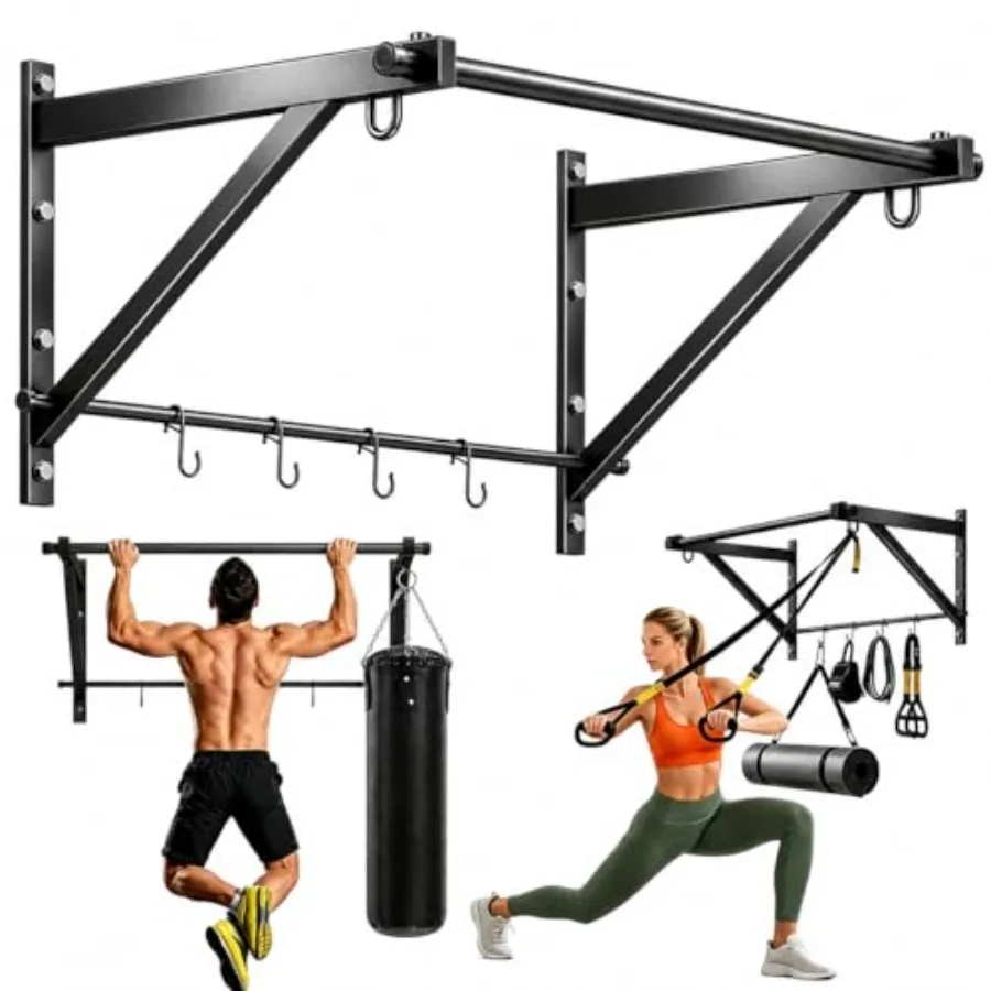 Heavy Duty Wall Mounted Chin Up Bar for Home Garage Gym: Sturdy Steel Black 500 lbs Capacity Multi-Use Upper Body Workout Gear
Heavy Duty Wall Mounted Chin Up Bar for Home Garage Gym: Sturdy Steel Black 500 lbs Capacity Multi-Use Upper Body Workout Gear