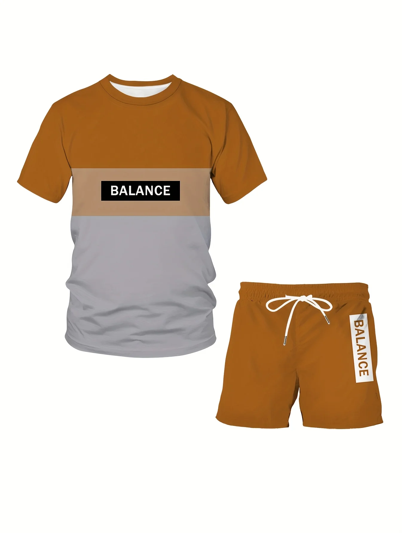 Summer Men's Casual Sports Comfort BALANCE Print Short Sleeve T-Shirt & Shorts Set Round Neck Short Sleeved T-shirt Shorts Set
Summer Men's Casual Sports Comfort BALANCE Print Short Sleeve T-Shirt & Shorts Set Round Neck Short Sleeved T-shirt Shorts Set