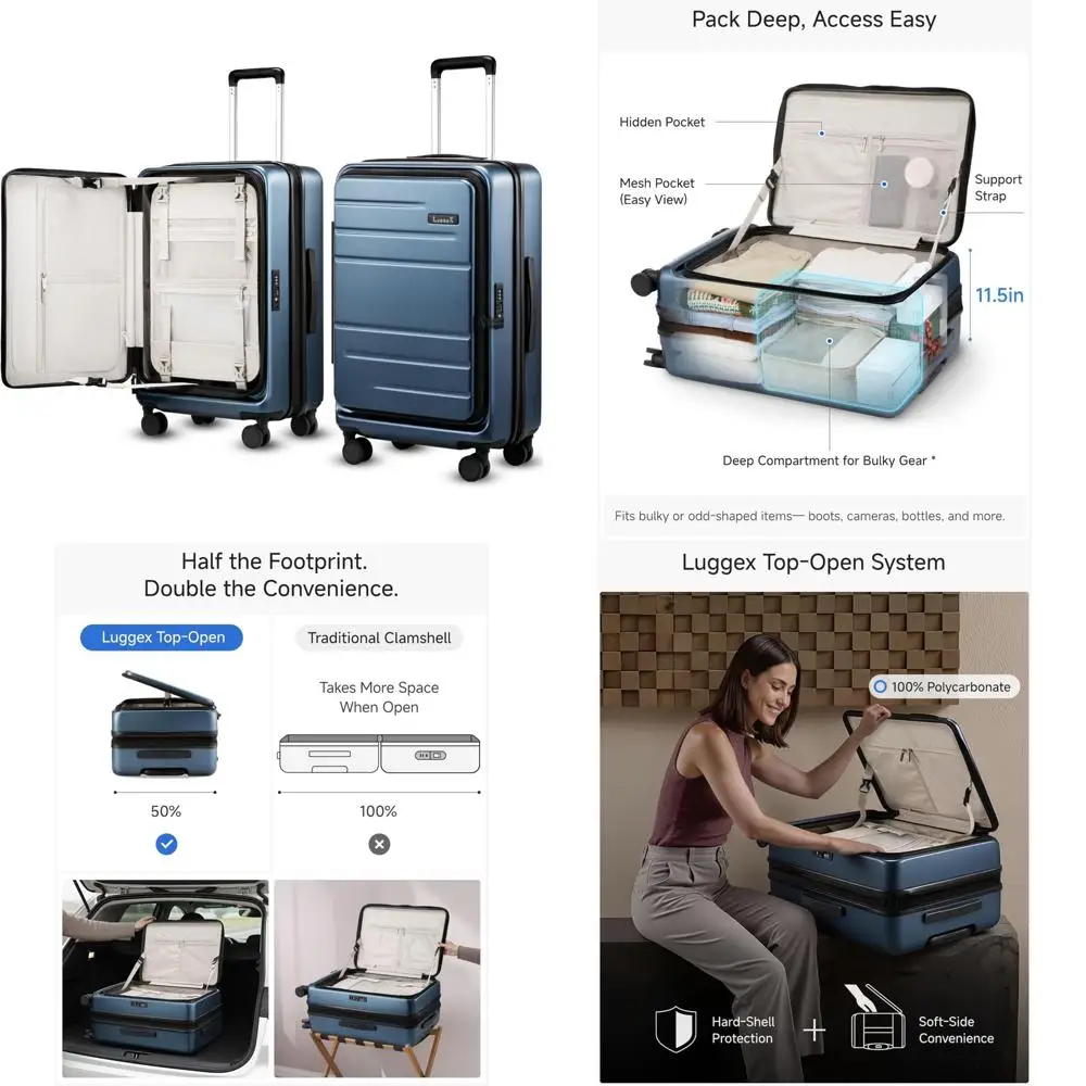 Расширяемый чемодан из твердого поликарбоната с вращающимися колесами и замком, одобренным TSA — чемодан для путешествий и деловых поездок
Расширяемый чемодан из твердого поликарбоната с вращающимися колесами и замком, одобренным TSA — чемодан для путешествий и деловых поездок