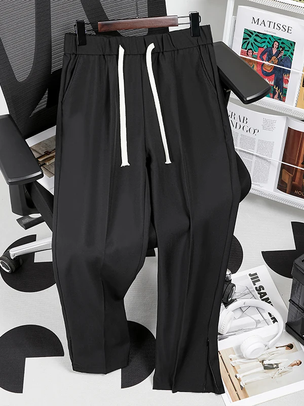 Летние шелковые брюки свободного кроя для мужчин, модные повседневные брюки с широкими штанинами, на молнии, с манжетами, длинные брюки
Летние шелковые брюки свободного кроя для мужчин, модные повседневные брюки с широкими штанинами, на молнии, с манжетами, длинные брюки