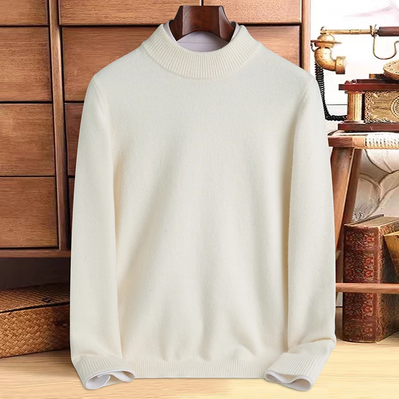 High Quality Men's Imitation Wool Sweater Collar Long Sleeved Sweater Autumn and Winter Solid Color Warm T-shirtr
High Quality Men's Imitation Wool Sweater Collar Long Sleeved Sweater Autumn and Winter Solid Color Warm T-shirtr