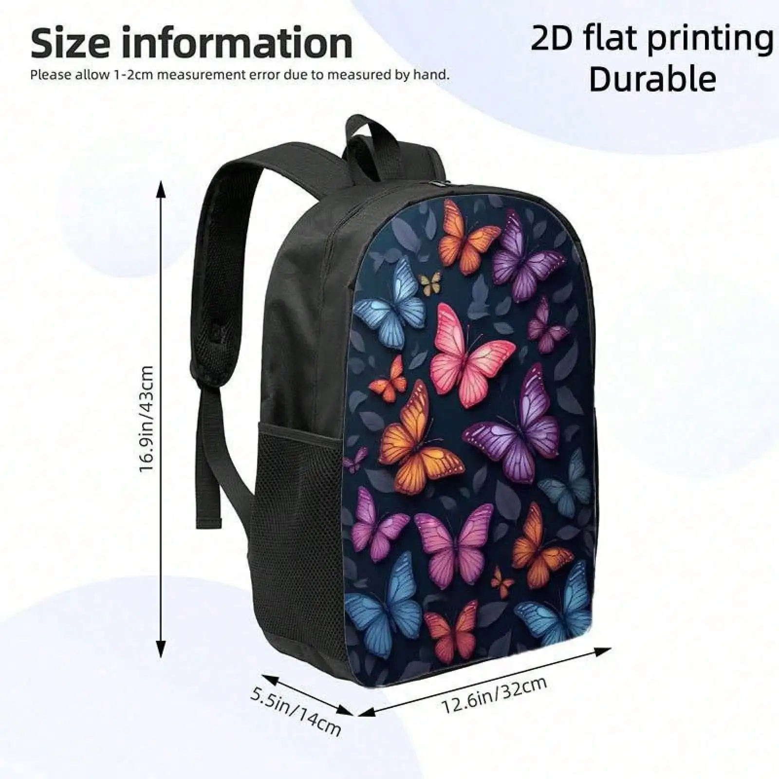 1pc Lightweight Large Capacity Backpack With Botanical Print (Butterflies & Leaves) - Bookbag Suitable For, Travel,, Commuting - Adjustable Straps & Zipper Closure
1pc Lightweight Large Capacity Backpack With Botanical Print (Butterflies & Leaves) - Bookbag Suitable For, Travel,, Commuting - Adjustable Straps & Zipper Closure