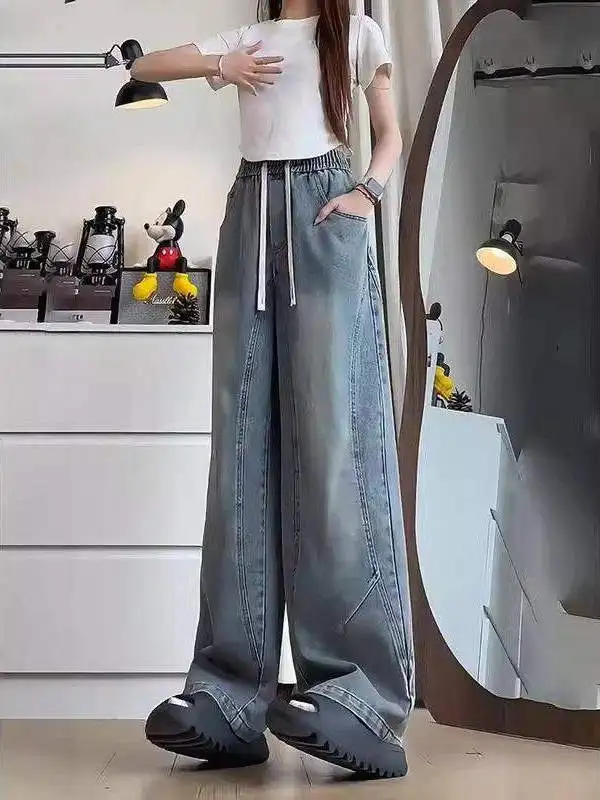 American Retro Blue Elastic Waist Jeans Men's Spring Straight Leg Knife Pants Diagonal Splice Workwear Long Trousers
American Retro Blue Elastic Waist Jeans Men's Spring Straight Leg Knife Pants Diagonal Splice Workwear Long Trousers