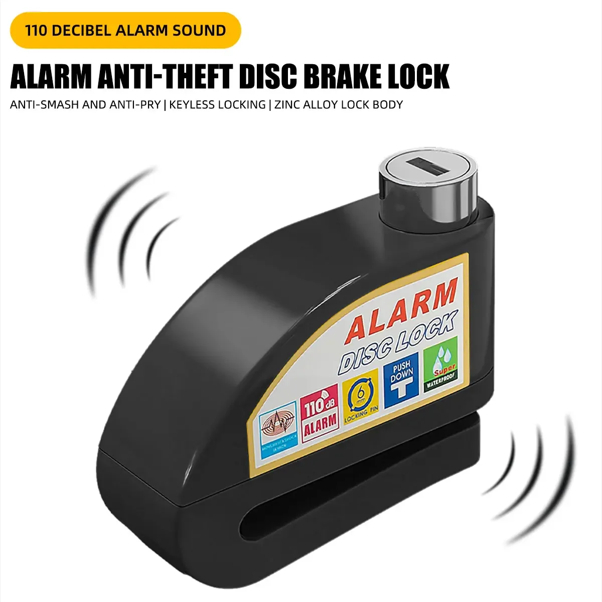 Scooter Motorcycle Wheel Disc Brake Alarm Lock 110dB Bicycle Alloy Safety Anti-theft Reminder Brake Disc Lock Universal
Scooter Motorcycle Wheel Disc Brake Alarm Lock 110dB Bicycle Alloy Safety Anti-theft Reminder Brake Disc Lock Universal