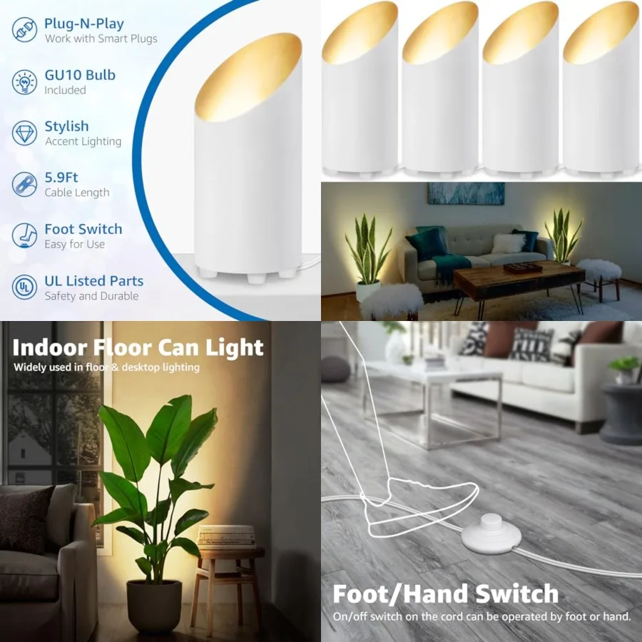 4 Pack Up Lights Indoor Floor Can Light 5W Uplighting Uplights Indoor with 2700K GU10 Bulbs, Uplight for Home Plant Floor Spotl
4 Pack Up Lights Indoor Floor Can Light 5W Uplighting Uplights Indoor with 2700K GU10 Bulbs, Uplight for Home Plant Floor Spotl