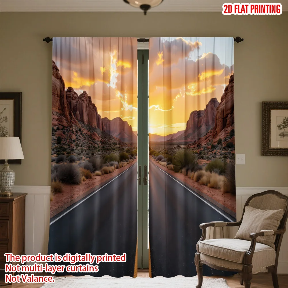 2D flat printing 2pcs Drapes Sunset Over Desert Road Digital Printed Polyester Drapes Festive Holiday Perfect for Festive
2D flat printing 2pcs Drapes Sunset Over Desert Road Digital Printed Polyester Drapes Festive Holiday Perfect for Festive