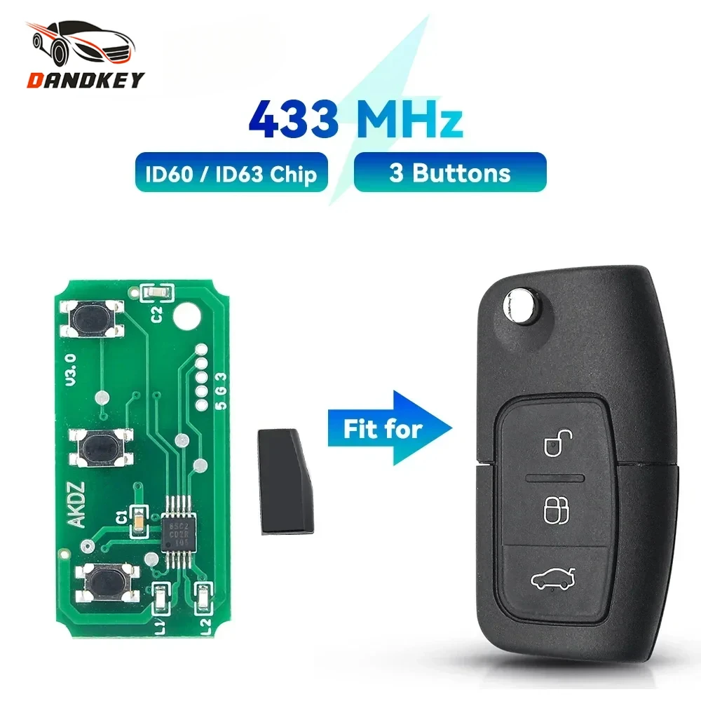 Dandkey With ID60 ID63 Chip 433MHz Car Key Circuit Board For Ford Focus 2 3 Mondeo Fiesta C Max S Max Galaxy 3 Buttons Key
Dandkey With ID60 ID63 Chip 433MHz Car Key Circuit Board For Ford Focus 2 3 Mondeo Fiesta C Max S Max Galaxy 3 Buttons Key