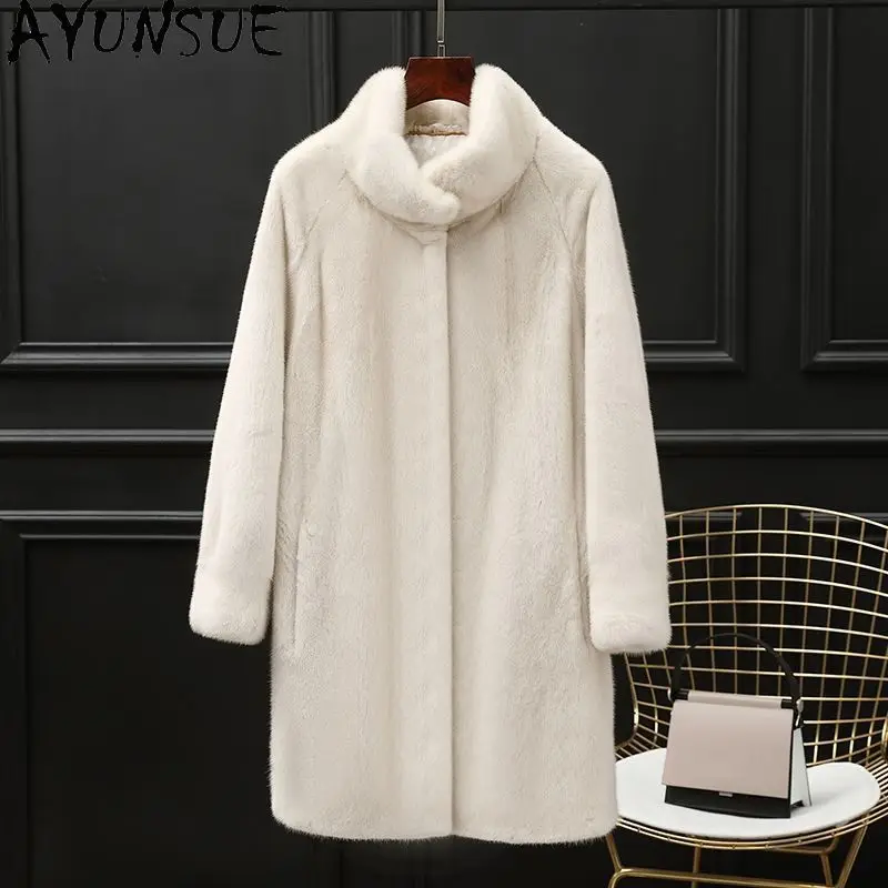 AYUNSUE Whole Mink Fur Woman Mid-length Fur Jacket Long Sleeve Tops Stand Collar Fur Coats Woman Clothes Elegant Roupas Feminina
AYUNSUE Whole Mink Fur Woman Mid-length Fur Jacket Long Sleeve Tops Stand Collar Fur Coats Woman Clothes Elegant Roupas Feminina