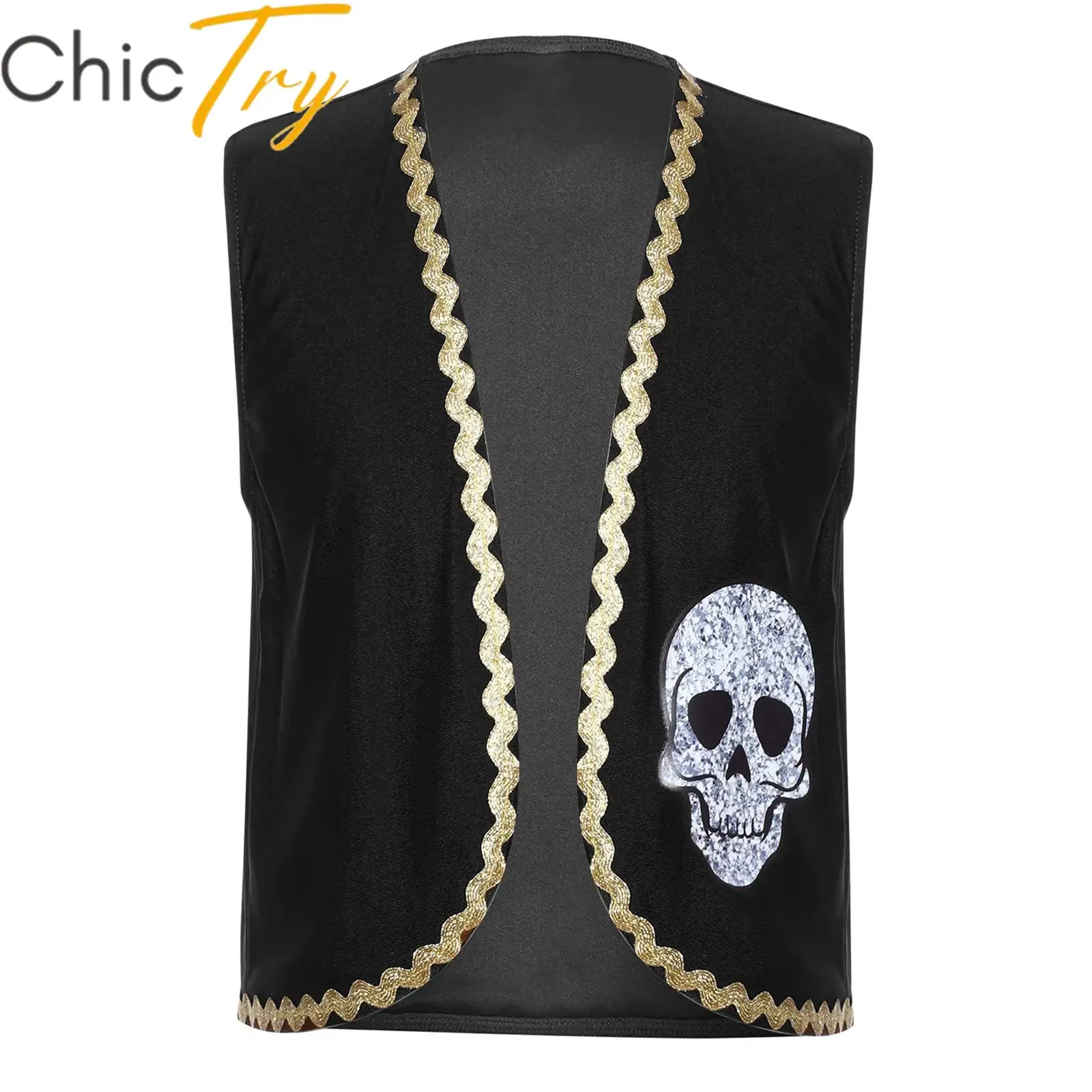 Kids Boys Girls Pirate Costume Halloween Cosplay Waistcoat Skull Bones Print Pirate Sleeveless Vest Coat for Halloween Role Play
Kids Boys Girls Pirate Costume Halloween Cosplay Waistcoat Skull Bones Print Pirate Sleeveless Vest Coat for Halloween Role Play