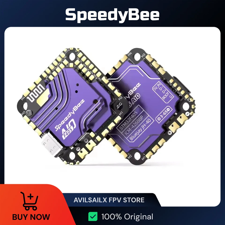 SpeedyBee F405 AIO Flight Controller 40A ESC BLUEJAY 3-6S for FPV Freestyle Drone, 5 Inch RC Quadcopter, 25.5x25.5mm, Betaflight
SpeedyBee F405 AIO Flight Controller 40A ESC BLUEJAY 3-6S for FPV Freestyle Drone, 5 Inch RC Quadcopter, 25.5x25.5mm, Betaflight