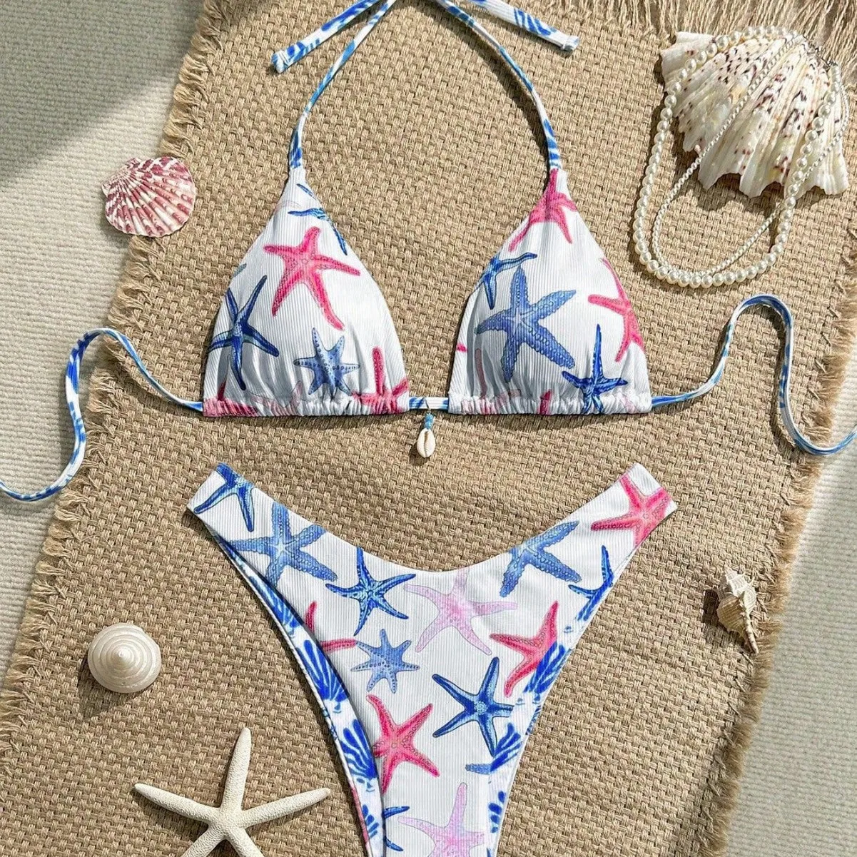 Women's New Starfish Printed Dual-Fabric Bikini Set
Women's New Starfish Printed Dual-Fabric Bikini Set