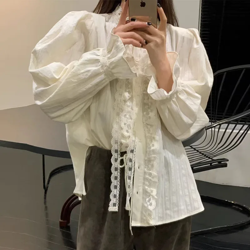 Chic Spring Sweet Anti-Aging Stand Collar Button Splice Wood ain Lace Sa Long Sve Women's irt French Sle...
Chic Spring Sweet Anti-Aging Stand Collar Button Splice Wood ain Lace Sa Long Sve Women's irt French Sle...
