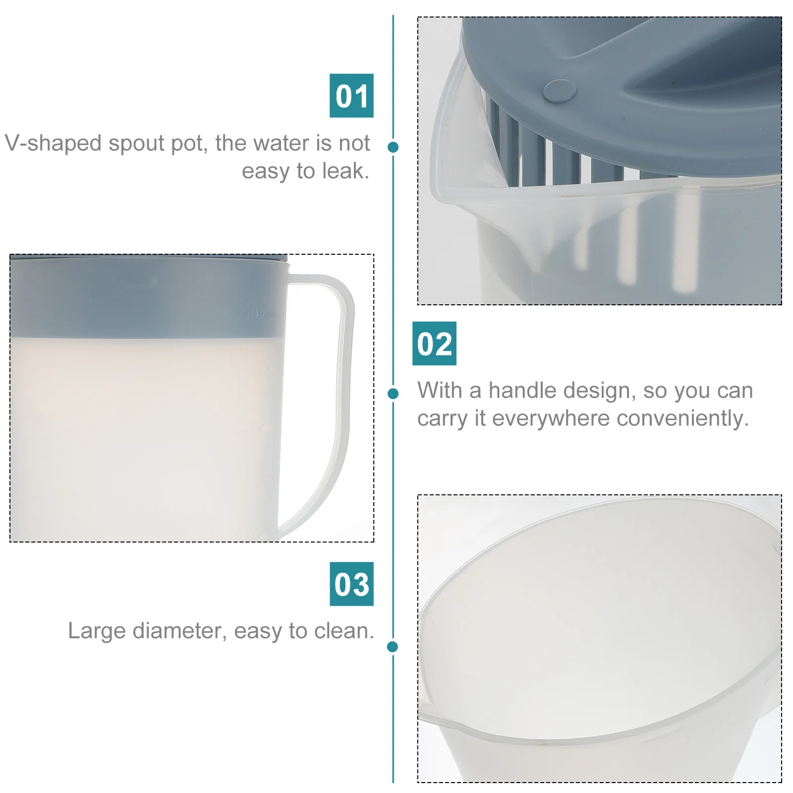 1pc Cold Water Large Capacity Plastic Pitcher V Shape Spout Heat Resistant Anti Explosion Portable Handle Design for Family
1pc Cold Water Large Capacity Plastic Pitcher V Shape Spout Heat Resistant Anti Explosion Portable Handle Design for Family