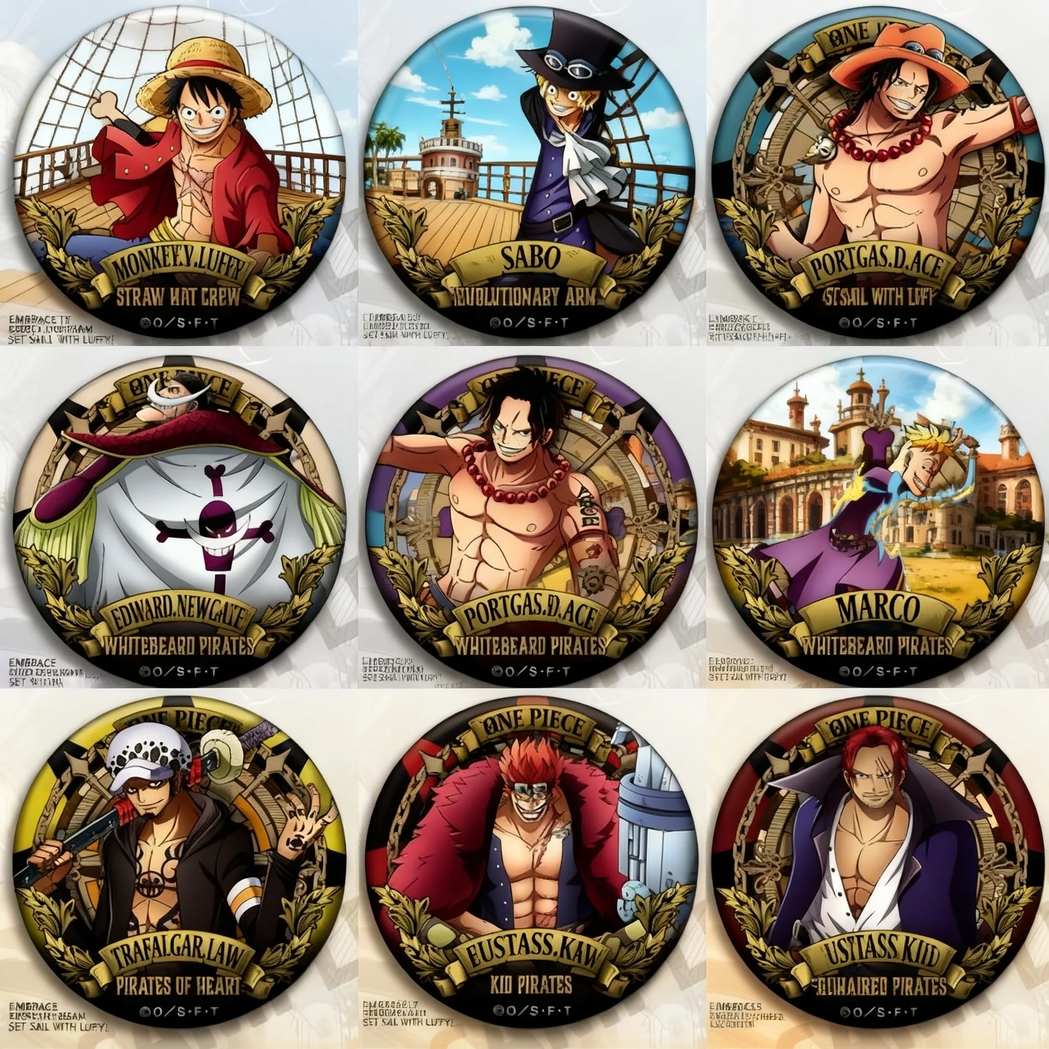 One Piece Anime Badge Set Luffy Ace Sabo Whitebeard Law Trafalgar Metal Pin Brooch Accessories for Cosplay Collection Gift
One Piece Anime Badge Set Luffy Ace Sabo Whitebeard Law Trafalgar Metal Pin Brooch Accessories for Cosplay Collection Gift