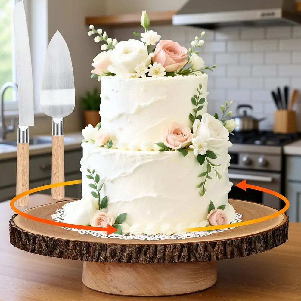 Вращающаяся деревянная подставка для торта с набором для нарезки, идеально подходит для вечеринок, свадеб и мероприятий
Вращающаяся деревянная подставка для торта с набором для нарезки, идеально подходит для вечеринок, свадеб и мероприятий