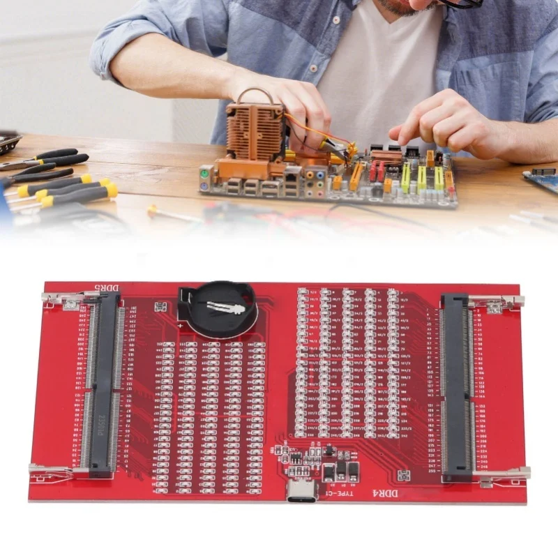 RAM Memory Tester Card DDR4 DDR5 2 In 1 Slot Diagnostic Analyzer For Laptop With LED Light Red
RAM Memory Tester Card DDR4 DDR5 2 In 1 Slot Diagnostic Analyzer For Laptop With LED Light Red