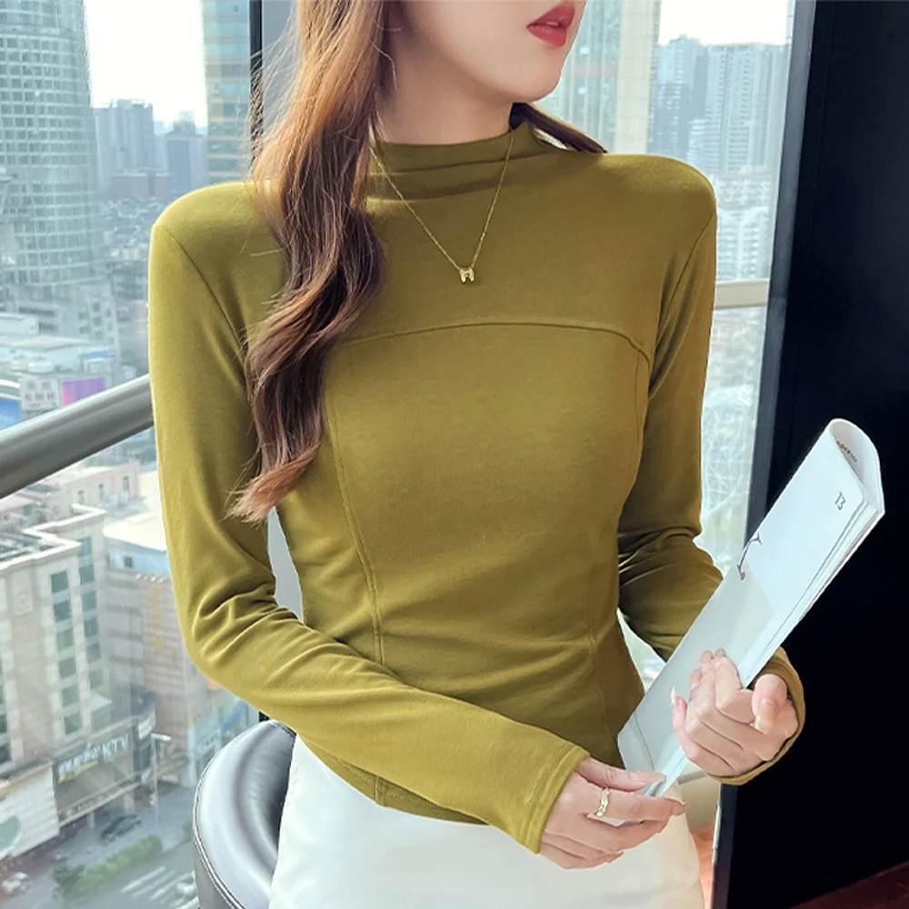 Корейский женский осенне-зимний топ с высоким воротом и куркумой, новый высококачественный однотонный модный толстый тонкий повседневный топ больших размеров
Корейский женский осенне-зимний топ с высоким воротом и куркумой, новый высококачественный однотонный модный толстый тонкий повседневный топ больших размеров