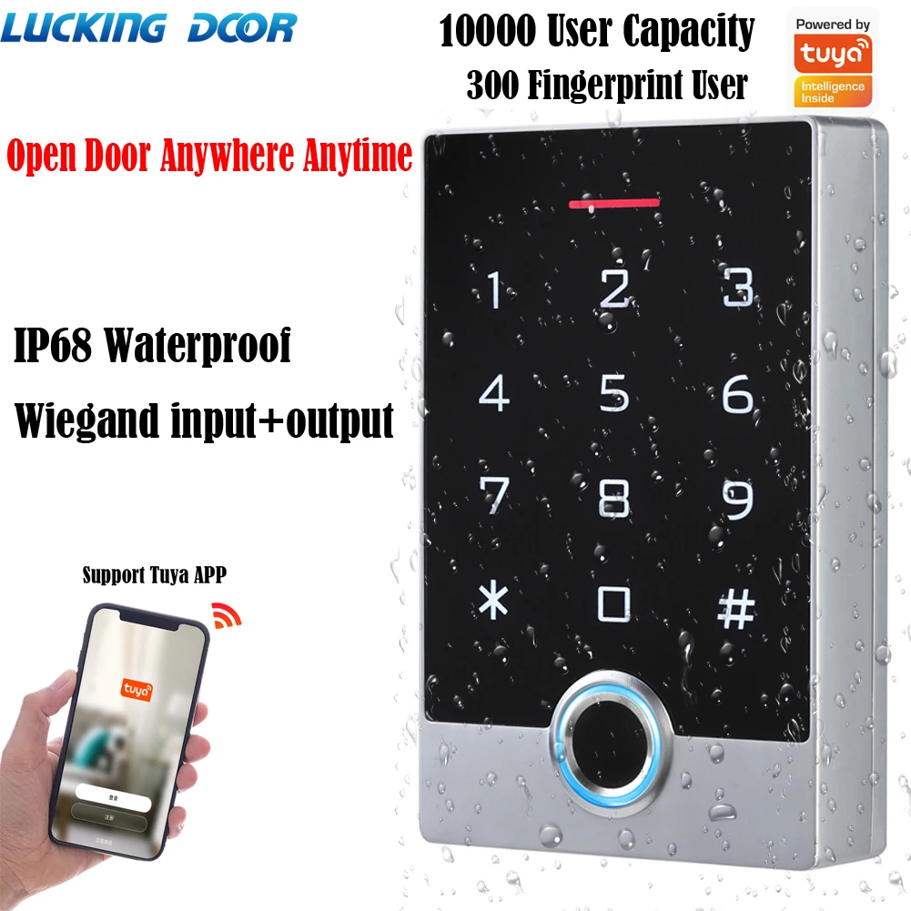 Support Tuya App Smart Life WiFi Door Access Control Fingerprint Keypad with NFC/IC/RFID Card Reader Metal Case Remote Unlock