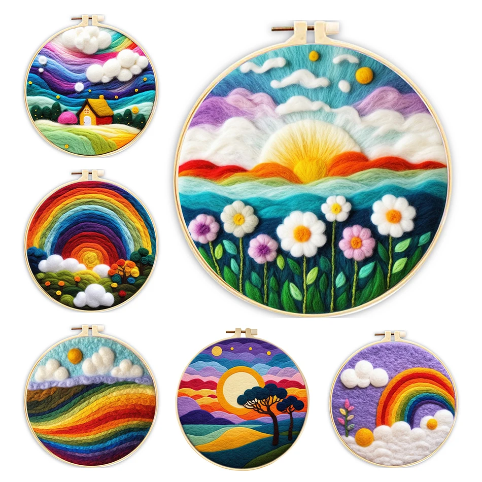 RUOPOTY Wool Felt Painting Rainbow Scenery Felt Needle Kit Wool Burlap Set Crafts Supplies Adults Set For Handicraft Felting Kit
RUOPOTY Wool Felt Painting Rainbow Scenery Felt Needle Kit Wool Burlap Set Crafts Supplies Adults Set For Handicraft Felting Kit