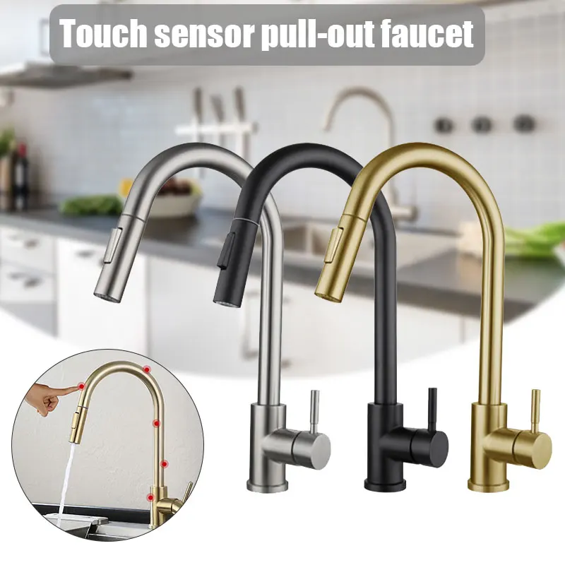 Touch Sensor Kitchen Faucet Brushed Nickel Faucets with Pull Down Sprayer Kitchen Bathroom Sink Faucet Tap
Touch Sensor Kitchen Faucet Brushed Nickel Faucets with Pull Down Sprayer Kitchen Bathroom Sink Faucet Tap