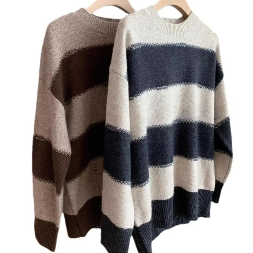 Women's Maillard Wind Yak Velvet High Quality Loose Slim Striped Wool Sweater F110110
Women's Maillard Wind Yak Velvet High Quality Loose Slim Striped Wool Sweater F110110