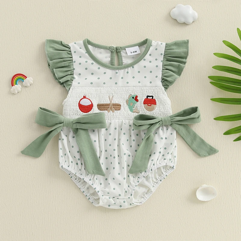 Newborn Baby Girl Rompers for Summer Flying Sleeve Round Neck Fish Embroidery Ruffled Trim Infant Jumpsuit Baby Clothes
Newborn Baby Girl Rompers for Summer Flying Sleeve Round Neck Fish Embroidery Ruffled Trim Infant Jumpsuit Baby Clothes