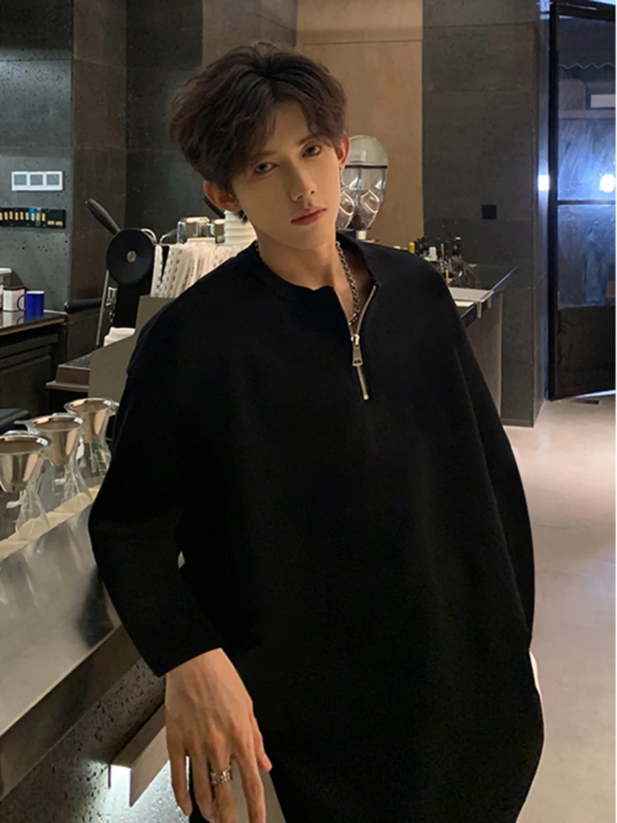 Pure Bla f Zip Hoodie irt Men's Sle Korean Lazy Faion Long Sve Heavyweight Cool American Jaet
Pure Bla f Zip Hoodie irt Men's Sle Korean Lazy Faion Long Sve Heavyweight Cool American Jaet