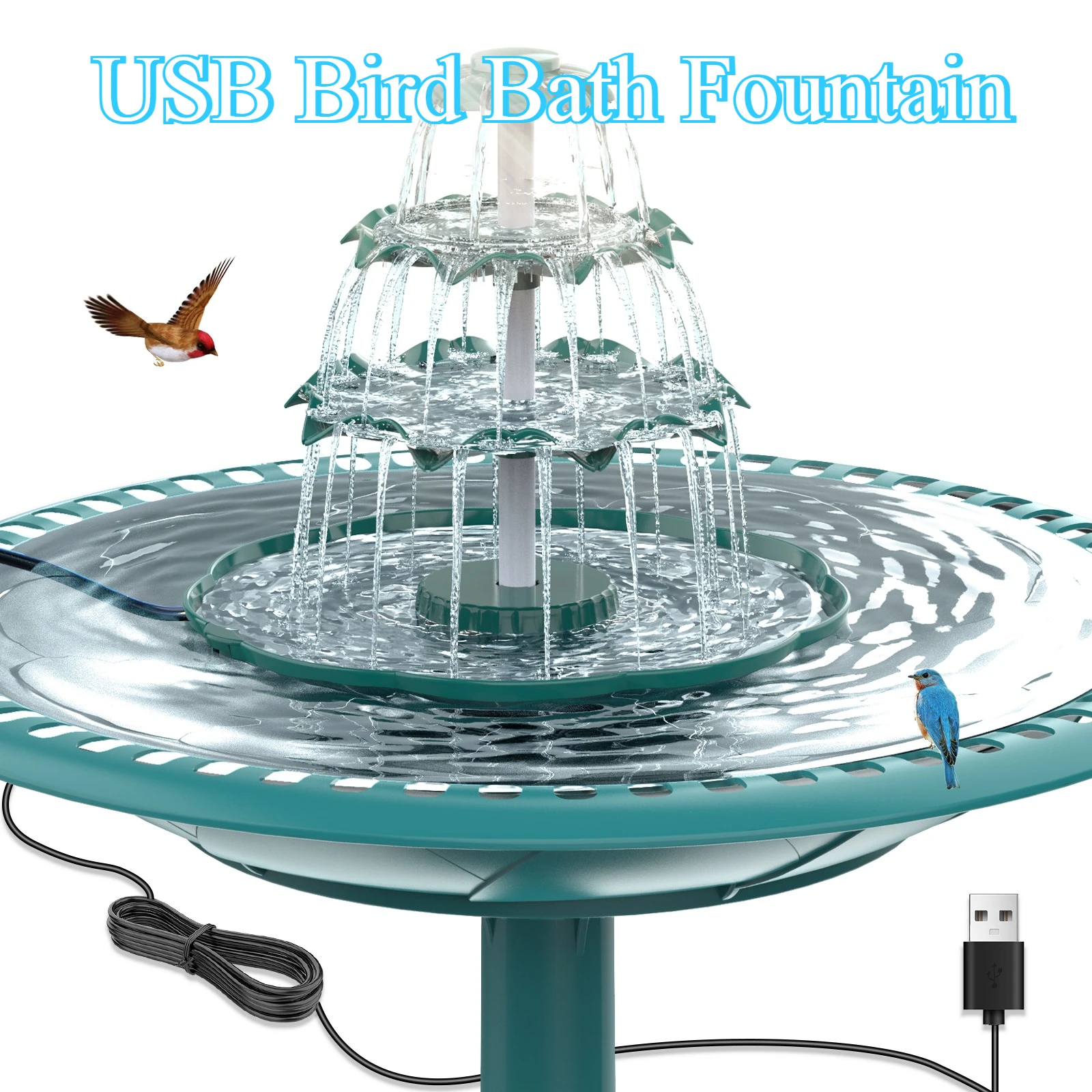 USB-фонтан для птичьей ванны с 3-х уровневой птичьей ванной, съемный солнечный фонтанный насос с фиксированным оборудованием для украшения сада
USB-фонтан для птичьей ванны с 3-х уровневой птичьей ванной, съемный солнечный фонтанный насос с фиксированным оборудованием для украшения сада