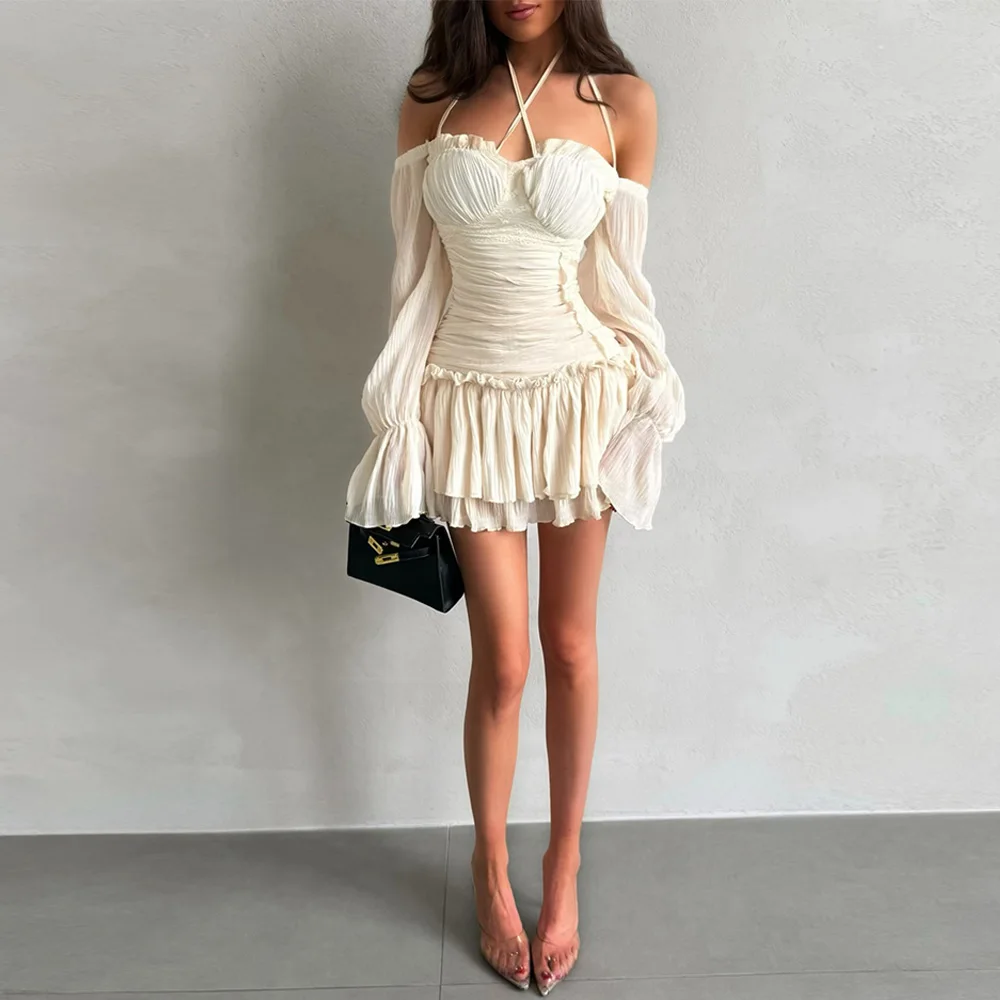 Customized Chiffon Off the Shoulder Long Sleeves Evening Dress Fashion A-Line Mini Length Party Dresses Zipper Back Prom Dress
Customized Chiffon Off the Shoulder Long Sleeves Evening Dress Fashion A-Line Mini Length Party Dresses Zipper Back Prom Dress