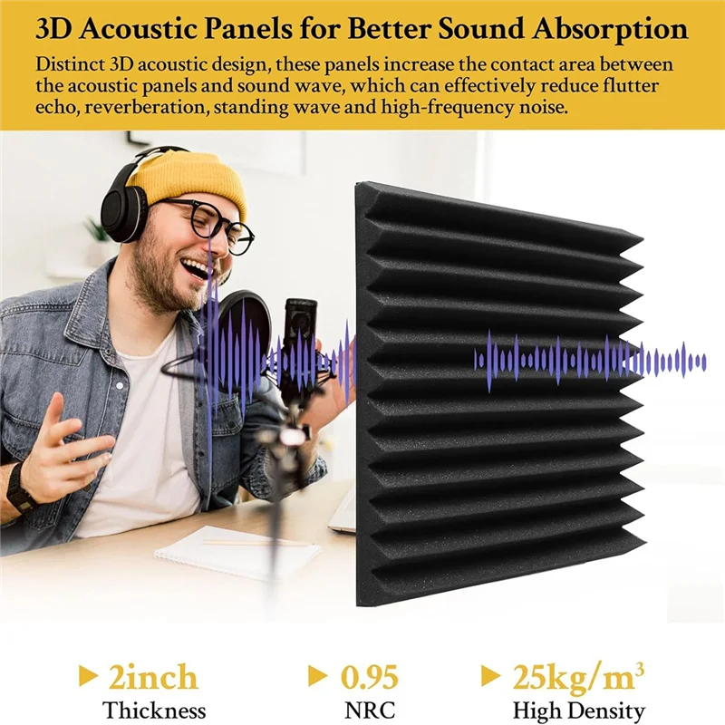 AEE6-12 Pack 2X12x12inch Soundproof Wall Panels Self-Adhesive,Wedge Sound Proof Foam Panels For Home Studio Office,Black&Grey
AEE6-12 Pack 2X12x12inch Soundproof Wall Panels Self-Adhesive,Wedge Sound Proof Foam Panels For Home Studio Office,Black&Grey