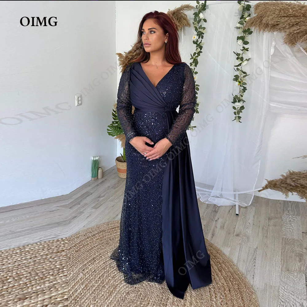 OIMG Navy Blue Satin A Line Prom Dresses For Women With Sequins V Neck Sequins Shiny Evening Party Gowns Vestidos De Graduación
OIMG Navy Blue Satin A Line Prom Dresses For Women With Sequins V Neck Sequins Shiny Evening Party Gowns Vestidos De Graduación
