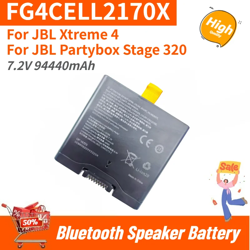 High Quality FG4CELL2170X Battery 7.2V 94440mAh For JBL Xtreme 4 and JBL Partybox Stage 320 Brand New Replacement Battery
High Quality FG4CELL2170X Battery 7.2V 94440mAh For JBL Xtreme 4 and JBL Partybox Stage 320 Brand New Replacement Battery