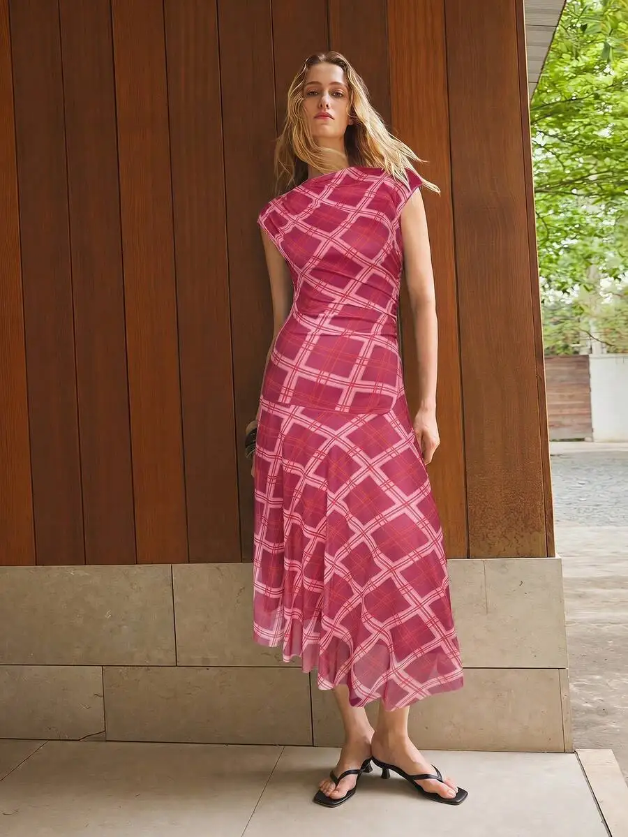 Asymmetric Hem Plaid Print Midi Dress For Women Elegant Summer Party Dress
Asymmetric Hem Plaid Print Midi Dress For Women Elegant Summer Party Dress