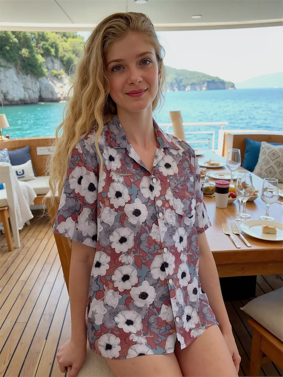 Рубашки с короткими рукавами с цветочным принтом, эмоциональные блузки, одежда для женщин, весенние полосатые принты, рваные рукава-бойфренды со складками миди
Рубашки с короткими рукавами с цветочным принтом, эмоциональные блузки, одежда для женщин, весенние полосатые принты, рваные рукава-бойфренды со складками миди