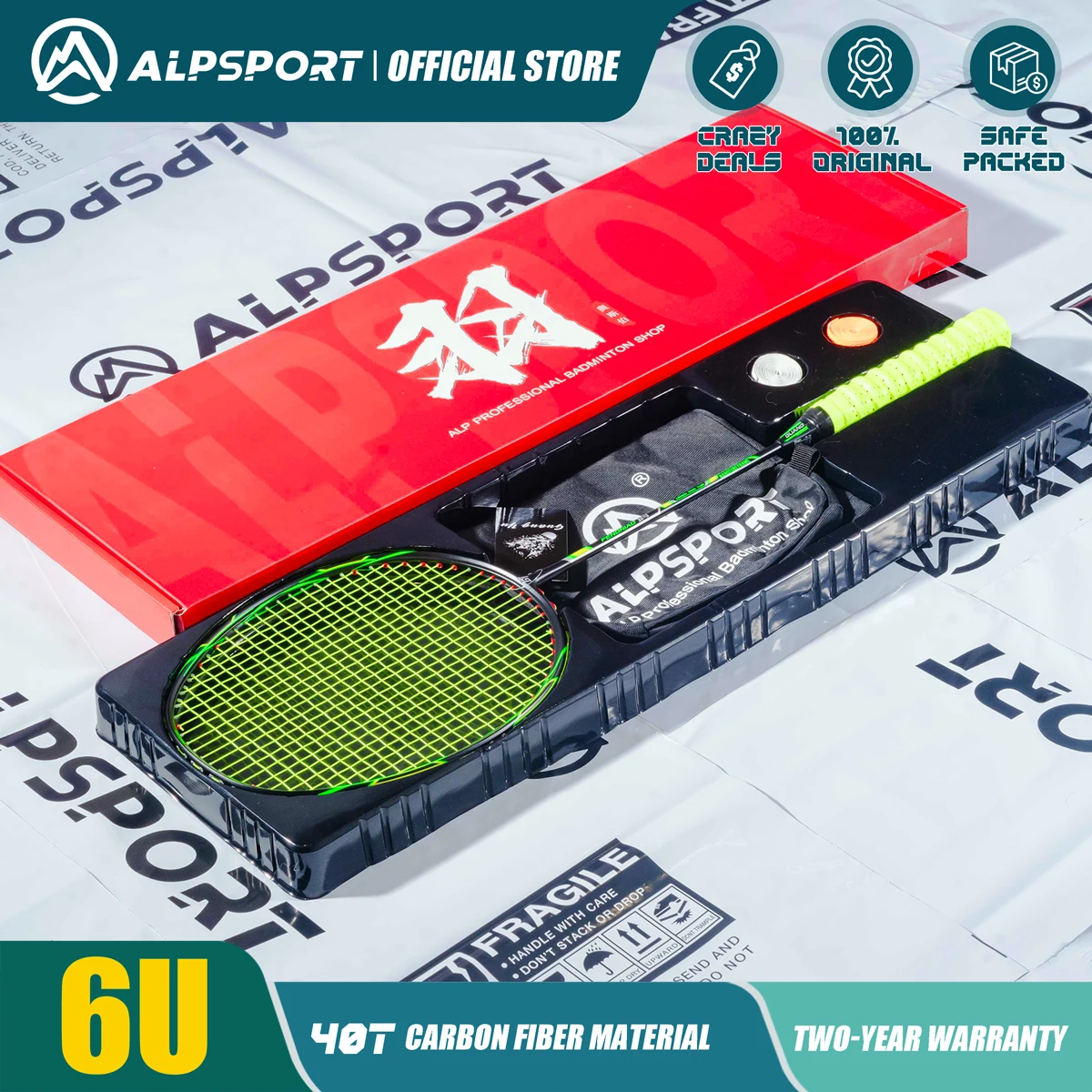 ALPSPORT FN 6U 75g 100% Legal Original Badminton Racket Ultralight Carbon Badminton Racket & Bag
ALPSPORT FN 6U 75g 100% Legal Original Badminton Racket Ultralight Carbon Badminton Racket & Bag