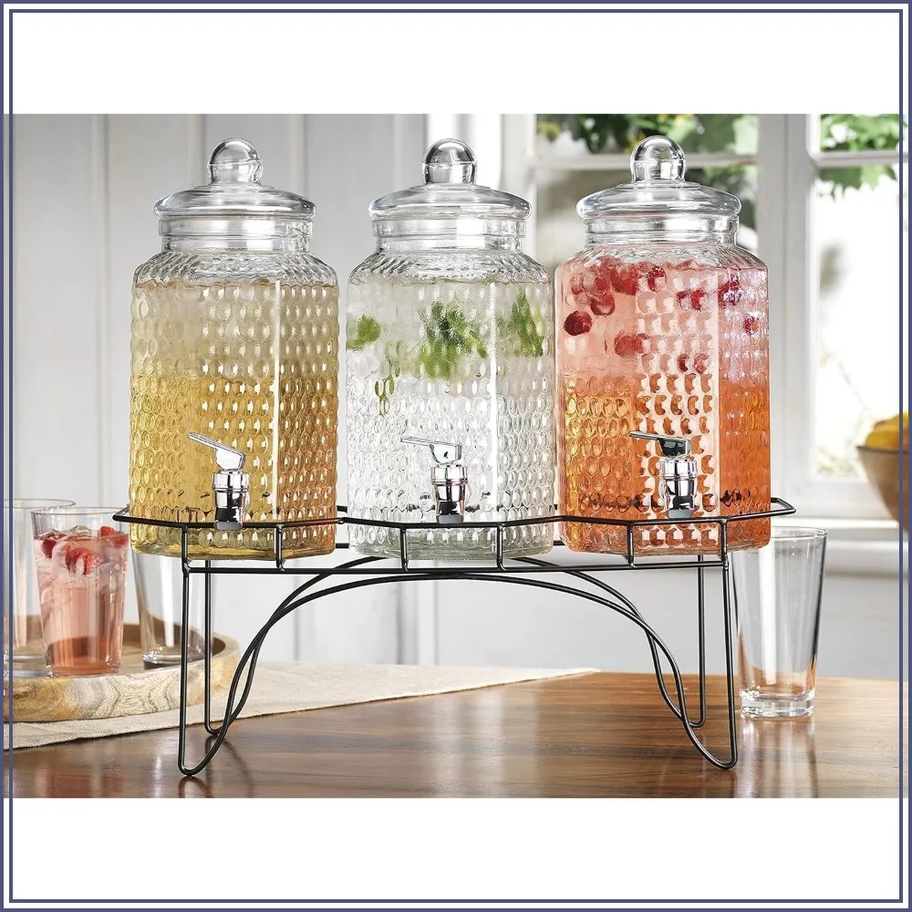 3-Pack Glass Drink Dispensers with Stands - 1 Gallon Each for Lemonade, Iced Tea, Juice, Water, Punch - Party Beverage Dispensers for Home, Wedding, BBQ
3-Pack Glass Drink Dispensers with Stands - 1 Gallon Each for Lemonade, Iced Tea, Juice, Water, Punch - Party Beverage Dispensers for Home, Wedding, BBQ