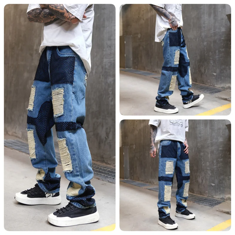 19047 New high-street personality fashionable wild tide loose straight blue hole washed jeans
19047 New high-street personality fashionable wild tide loose straight blue hole washed jeans