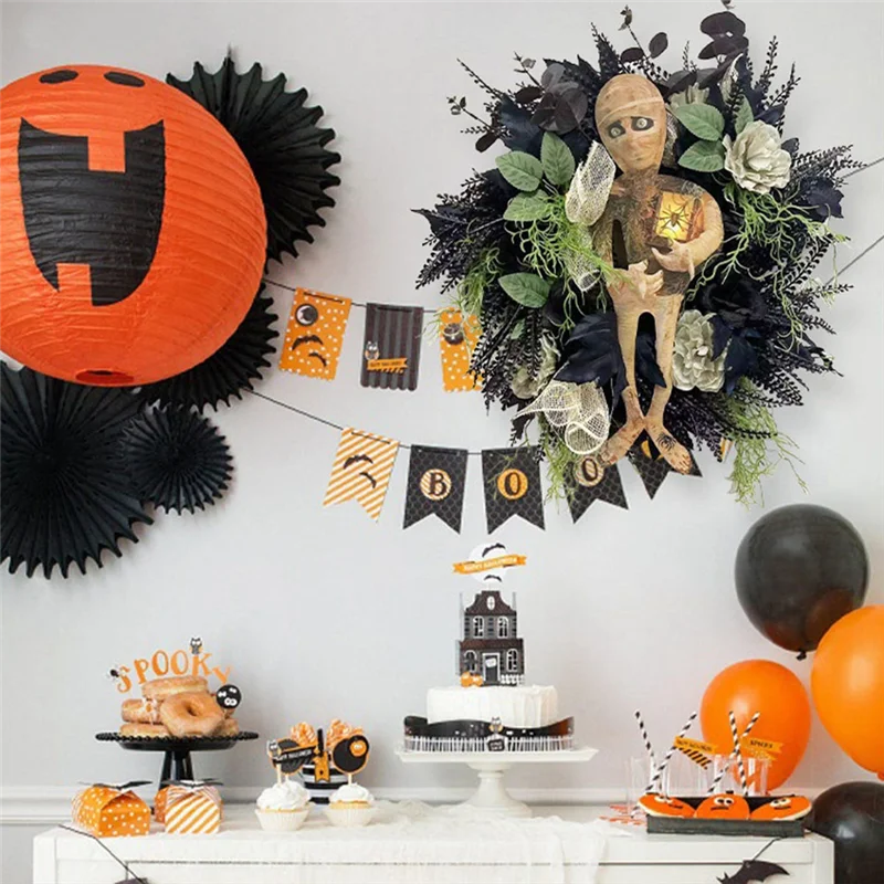 Halloween Mummy Wreath Outdoor Horror Wall Hanging Front Door Welcome Sign Porch Decorations 19.7X15.7Inch
Halloween Mummy Wreath Outdoor Horror Wall Hanging Front Door Welcome Sign Porch Decorations 19.7X15.7Inch