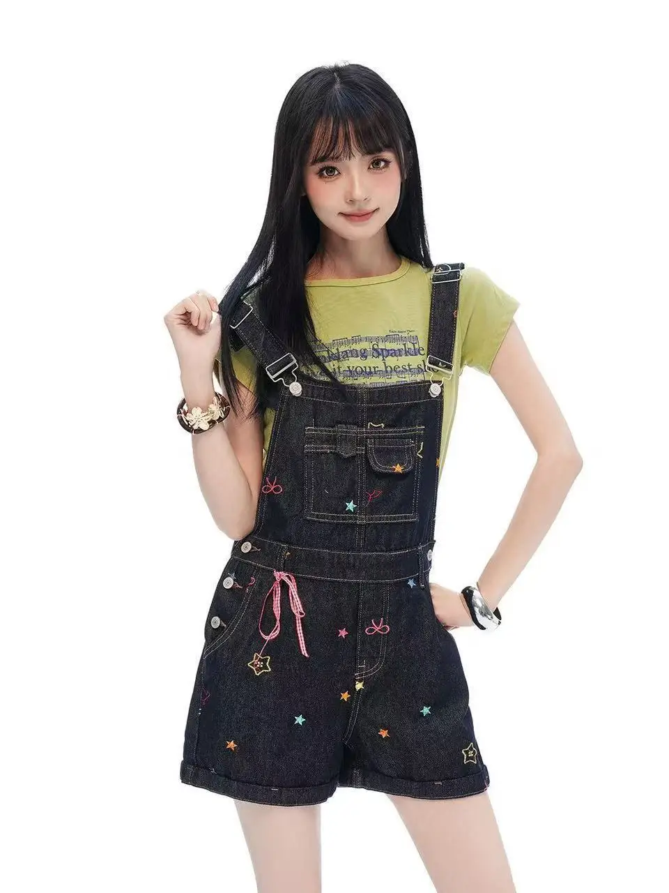 Korean College Style Embroidered Denim Overalls Women's Summer New Small Size Age Reduction Versatile Cute Wide Leg Pants
Korean College Style Embroidered Denim Overalls Women's Summer New Small Size Age Reduction Versatile Cute Wide Leg Pants