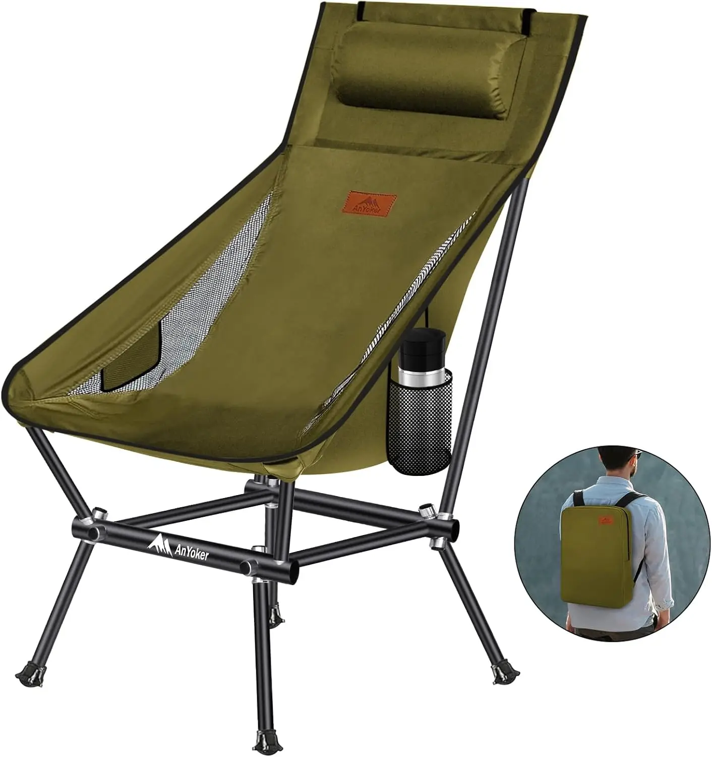 Camping Chair, Compact Backpachair, Portable Folding Chair, Beach Chair With Side Pocket And Headrest, Lightweight Hiking
Camping Chair, Compact Backpachair, Portable Folding Chair, Beach Chair With Side Pocket And Headrest, Lightweight Hiking